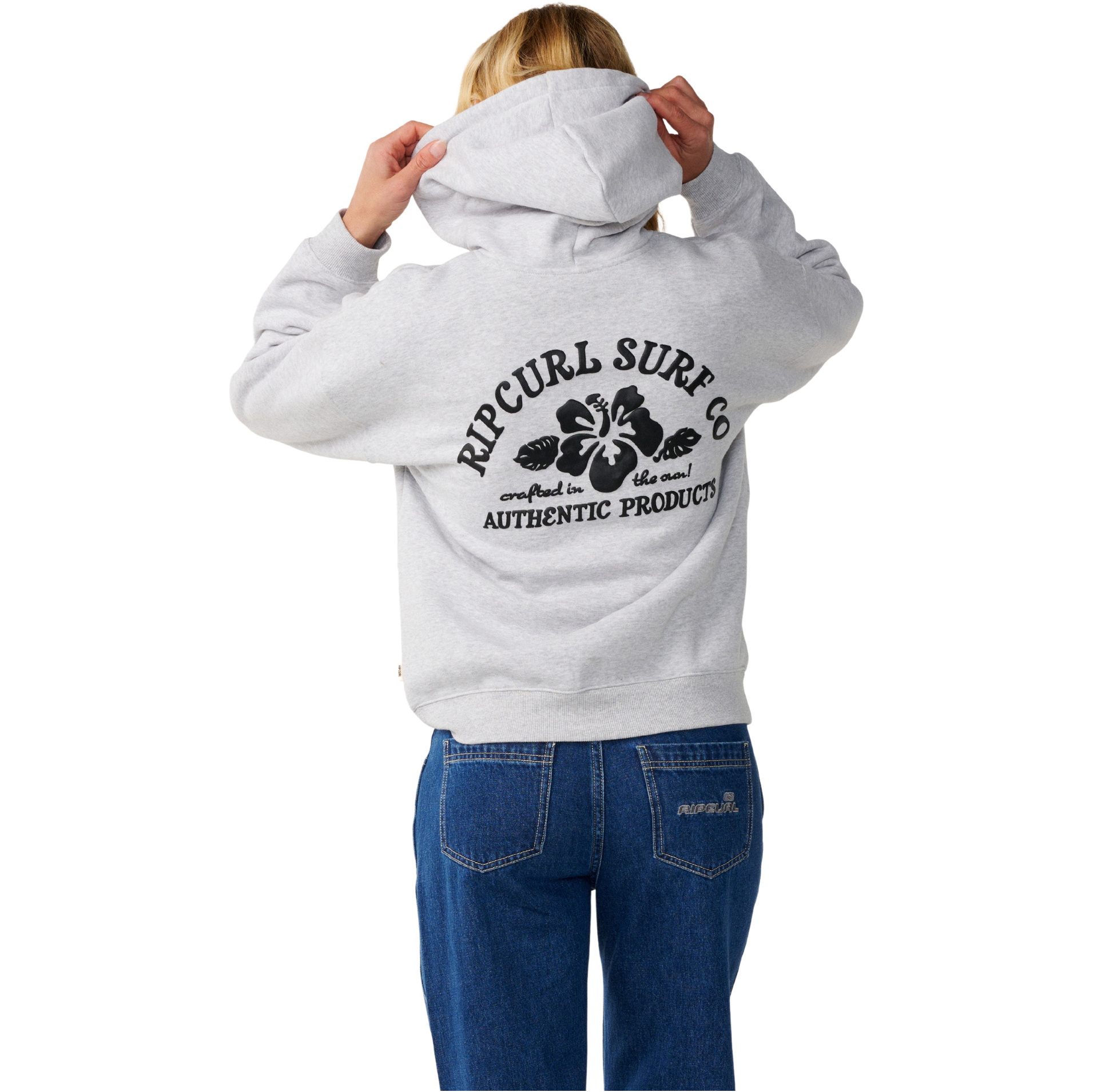 2026 Rip Curl Womens Surf Puff Heritage Hoodie 0A0WFL - Grey Marle / Black